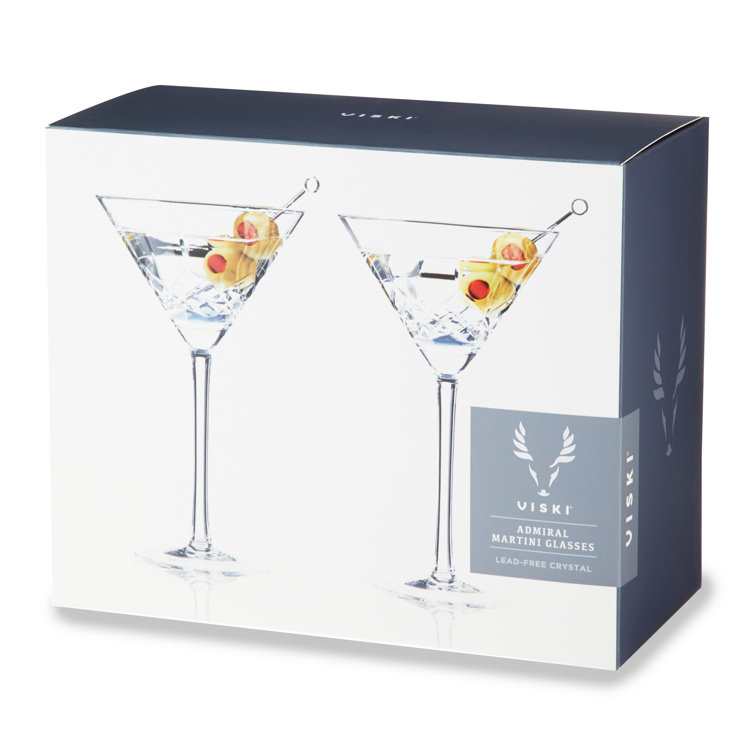 Admiral Etched Lead-Free Crystal Martini Glasses, Set of 2