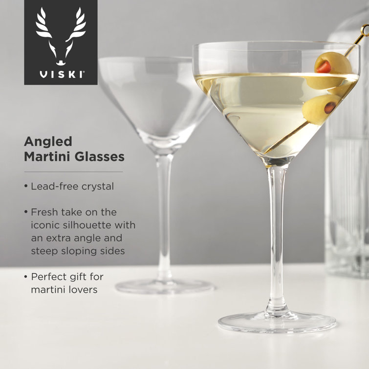 Viski Angled Crystal Martini Glasses, Set of 2