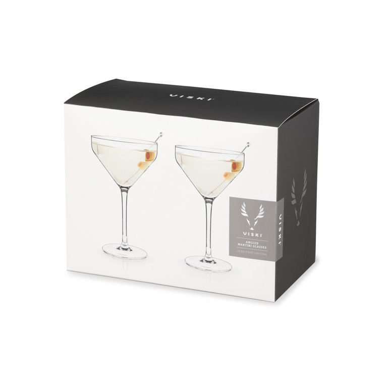 Viski Angled Crystal Martini Glasses, Set of 2