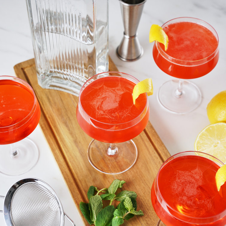 Viski Angled Stemmed Crystal Coupe Cocktail Glasses Set of 4