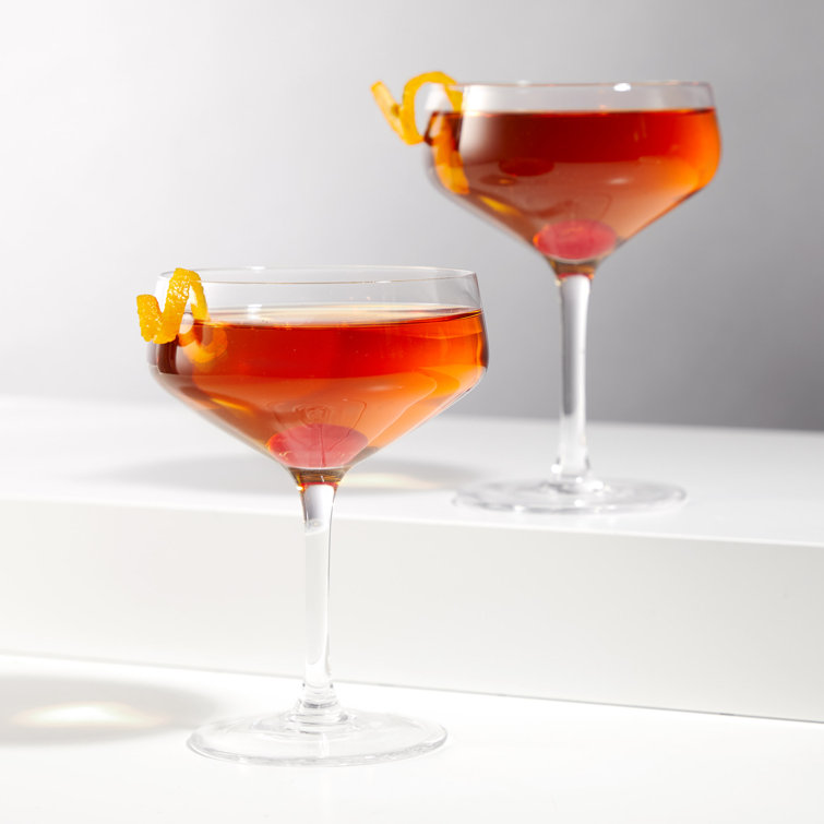 Viski Angled Crystal Coupe Cocktail Glasses Set of 2