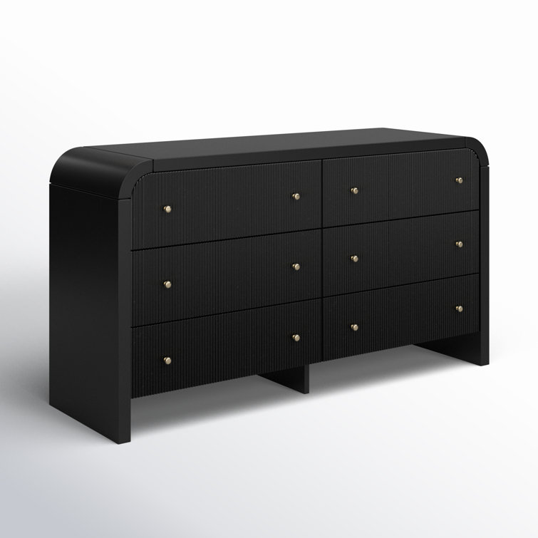 Liabella Black and Gold 6-Drawer Double Dresser