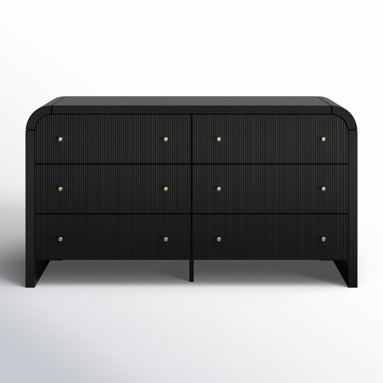 Liabella Black and Gold 6-Drawer Double Dresser