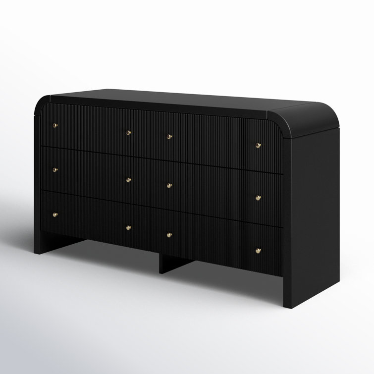 Liabella Black and Gold 6-Drawer Double Dresser