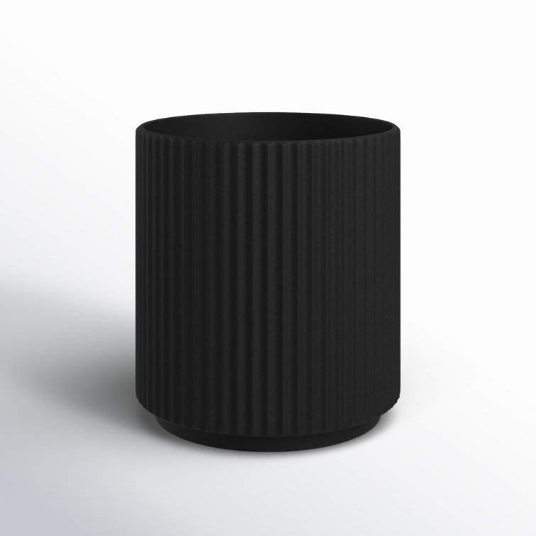 Veradek Demi Series 16" Black Plastic-Stone Round Planter