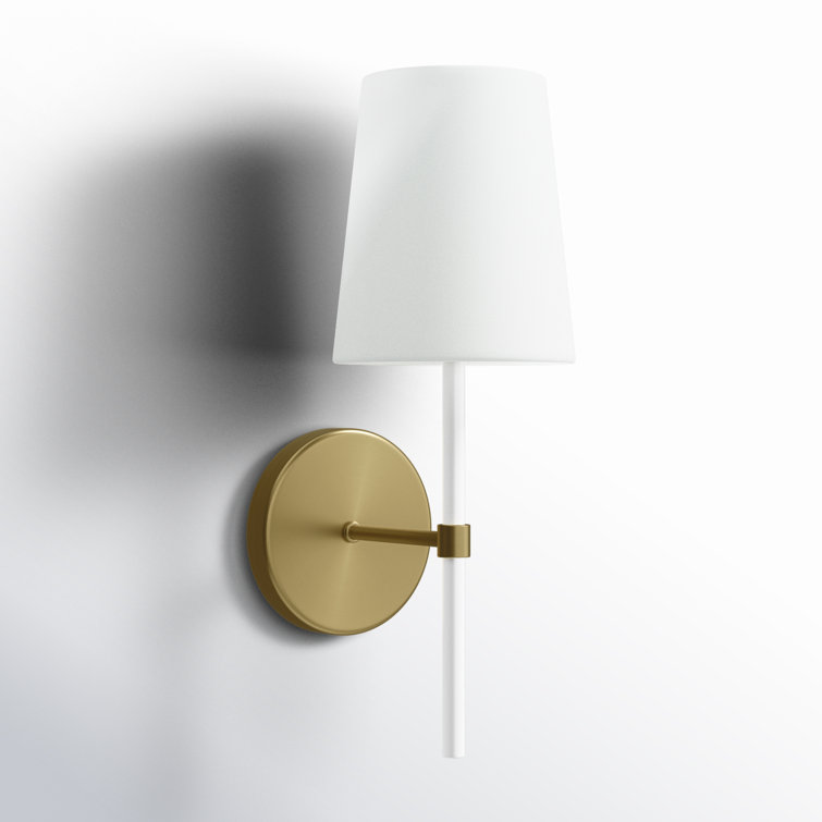 Elegant Monroe Dimmable Brass Wall Sconce with Linen Shade