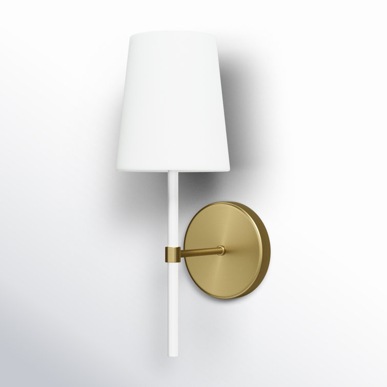Elegant Monroe Dimmable Brass Wall Sconce with Linen Shade