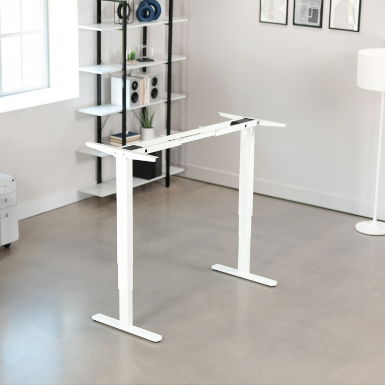 Elegant White Electric Adjustable Standing Desk Frame, Dual Motor