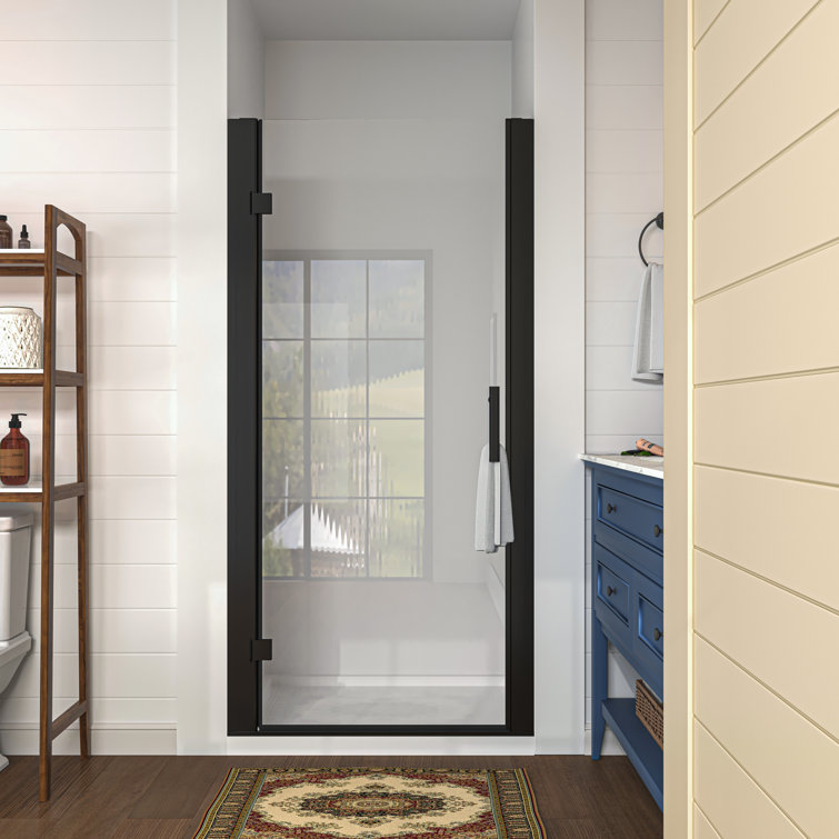 36'' x 72'' Frameless Clear Glass Shower Door in Matte Black