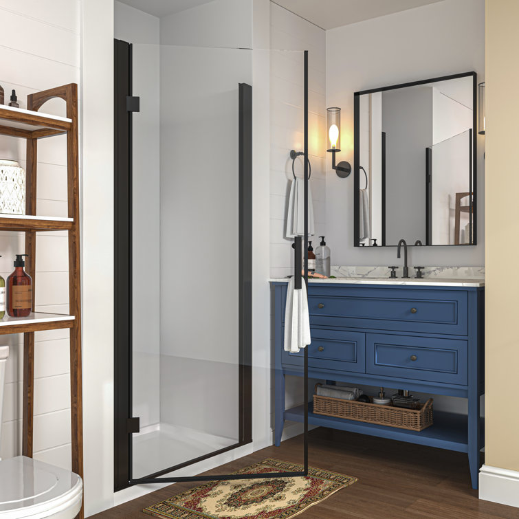 36'' x 72'' Frameless Clear Glass Shower Door in Matte Black
