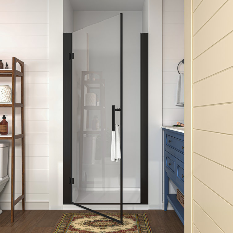 36'' x 72'' Frameless Clear Glass Shower Door in Matte Black