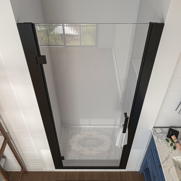 34'' W x 72'' H Frameless Clear Glass Shower Door in Matte Black