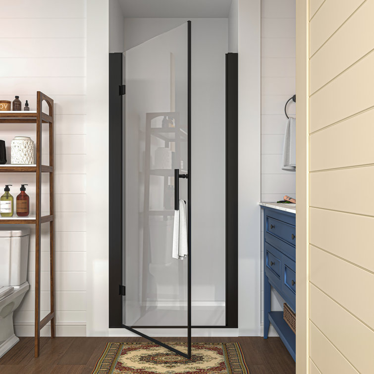 34'' W x 72'' H Frameless Clear Glass Shower Door in Matte Black