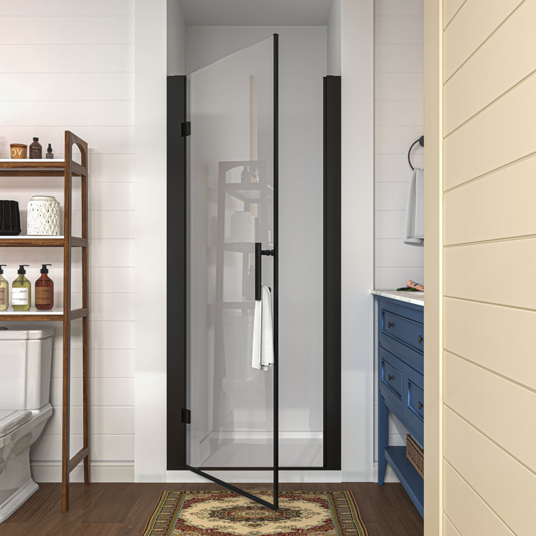 32'' W x 72'' H Frameless Clear Glass Shower Door in Matte Black
