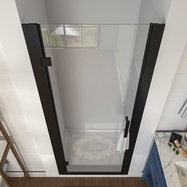 32'' W x 72'' H Frameless Clear Glass Shower Door in Matte Black