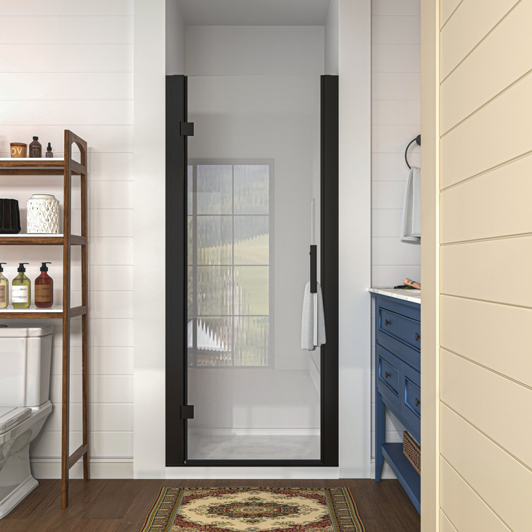 32'' W x 72'' H Frameless Clear Glass Shower Door in Matte Black