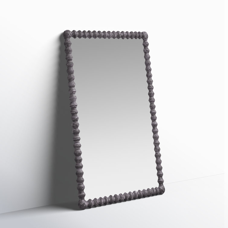 Gray Rubberwood Classic Rectangular Floor Mirror