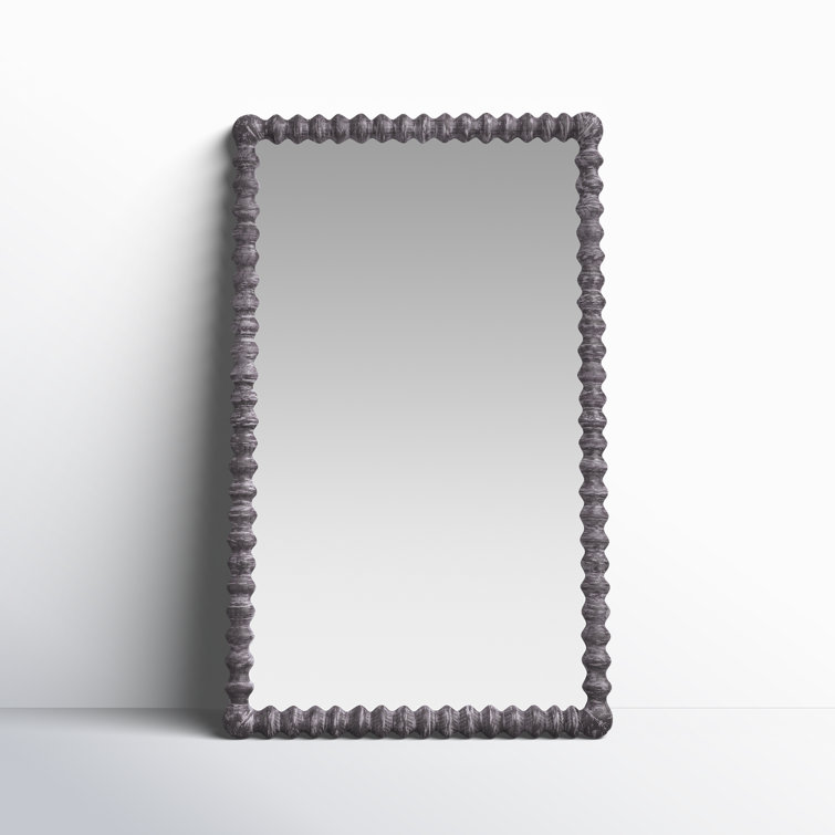 Gray Rubberwood Classic Rectangular Floor Mirror