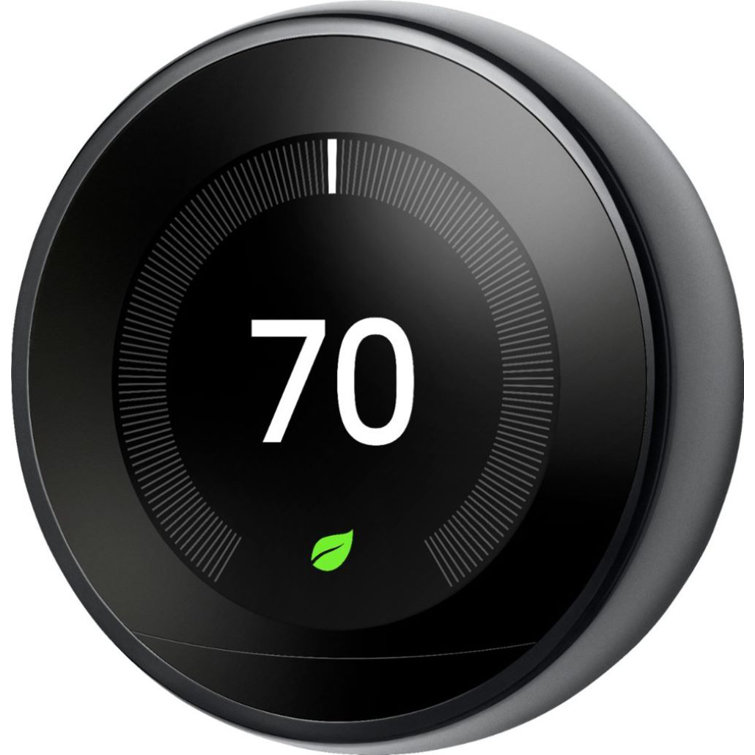 Mirror Black Programmable Wi-Fi Thermostat with Voice Control