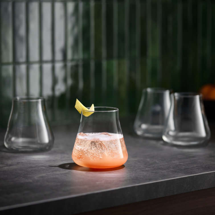 Libbey 15-Ounce Clear Tulip-Shaped Stemless Wine Glasses Set of 4