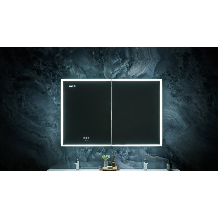 Pagani 48" Black LED Mirror Medicine Cabinet with Defogger and USB Outlet