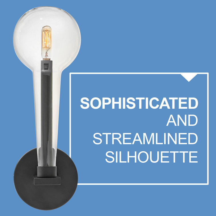 Black Dimmable Single-Light Wall Sconce with Clear Glass Shade