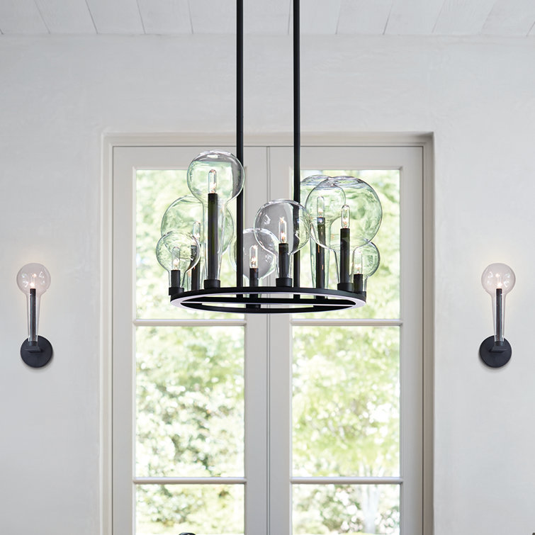 Black Dimmable Single-Light Wall Sconce with Clear Glass Shade