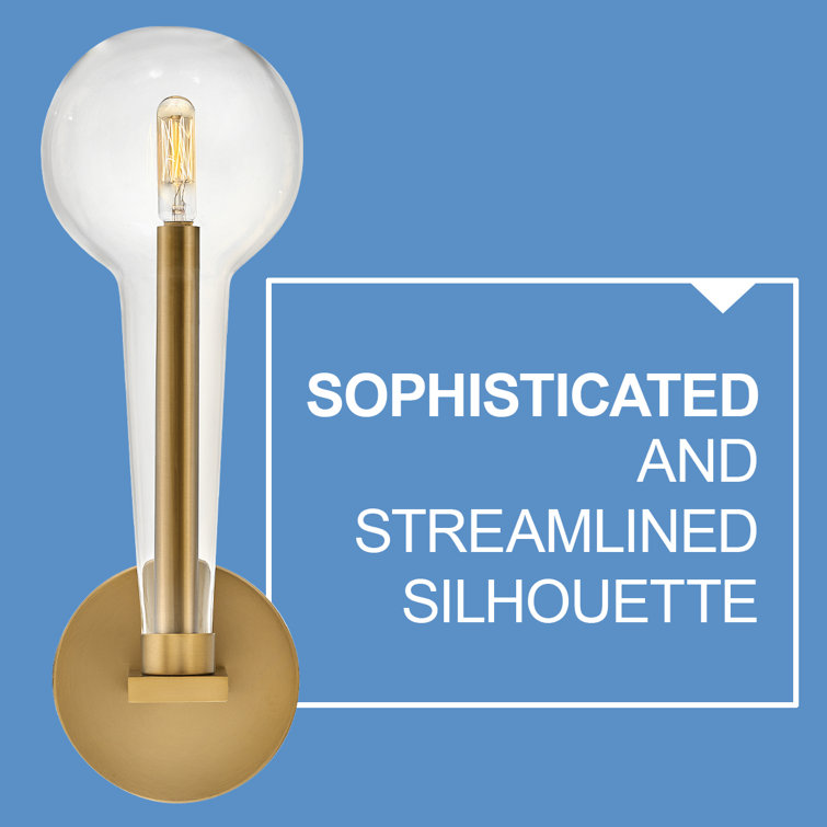 Alchemy Inspired Lacquered Brass & Clear Glass Dimmable Sconce