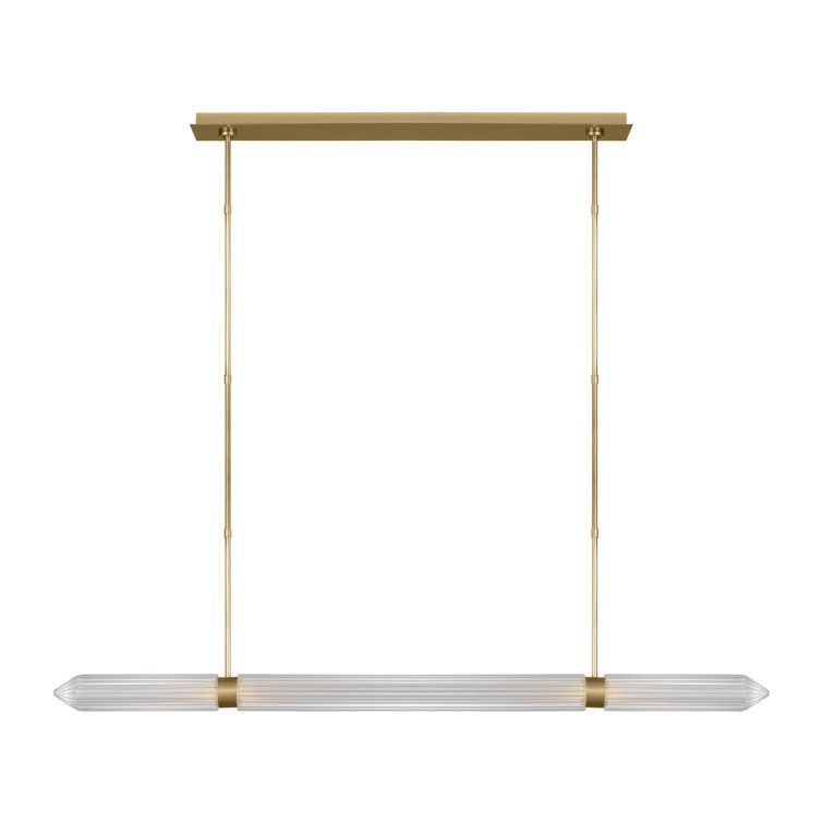 Plated Brass and Crystal Linear LED Chandelier