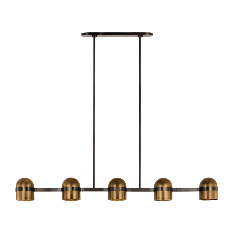 Octavia Blackened Bronze and Brass 5-Light Linear Chandelier