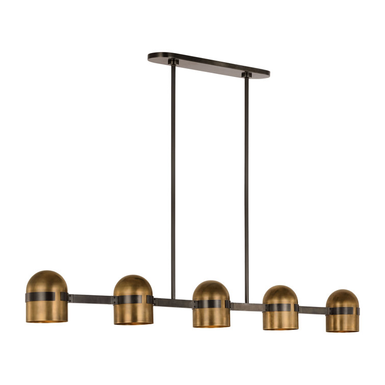 Octavia Blackened Bronze and Brass 5-Light Linear Chandelier