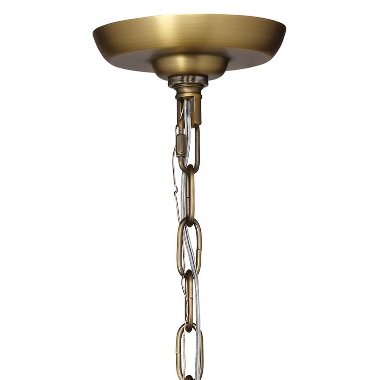 Antique Brass 4-Light Chandelier with Textured Glass Shade