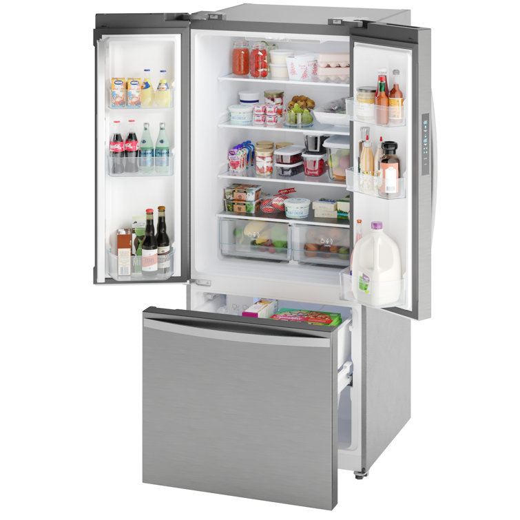 Stainless Steel Compact French Door Refrigerator with Ice Maker