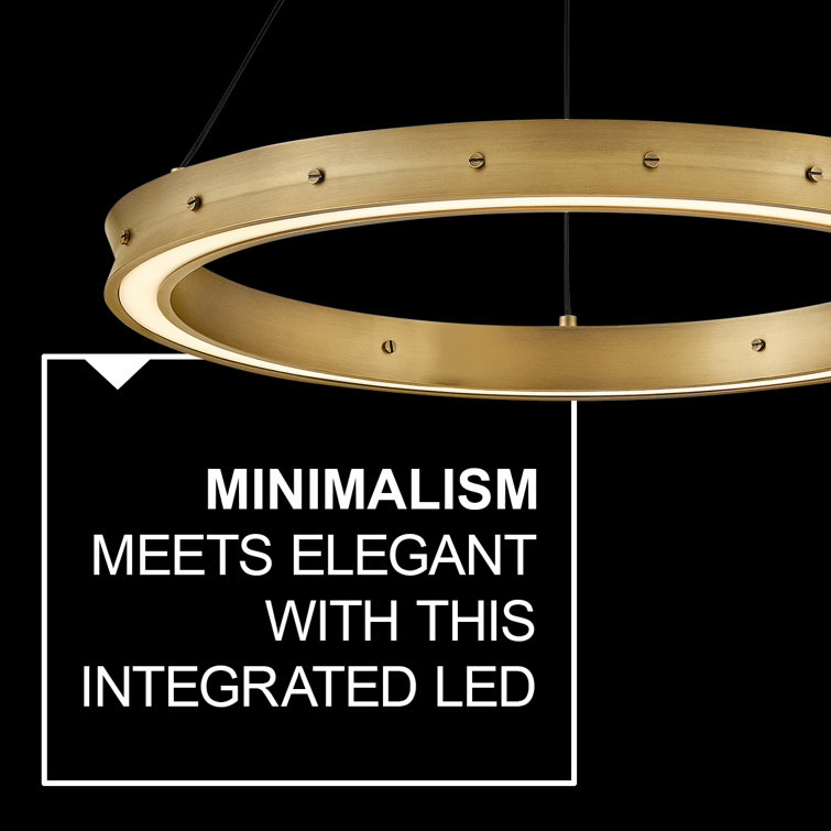 Althea Lacquered Brass LED Ring Chandelier with Etched Diffuser