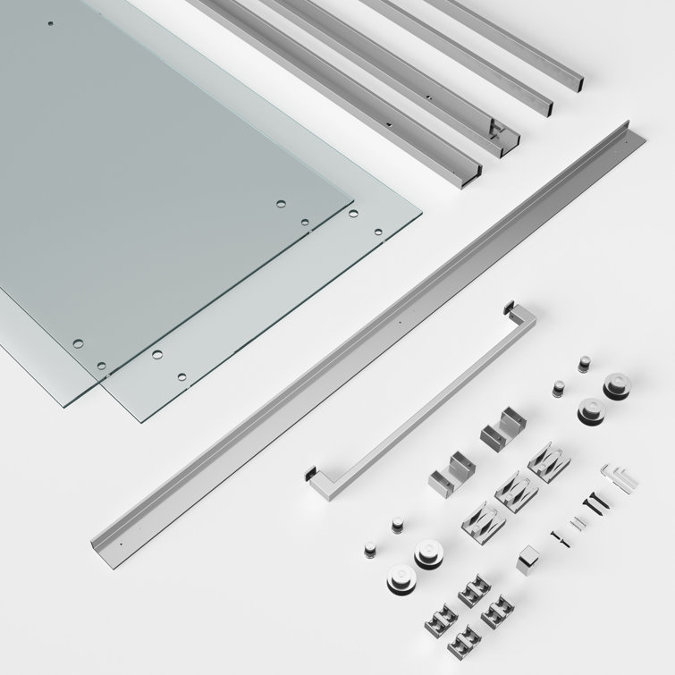 Chrome Semi Frameless Bypass Sliding Shower Doors 54" x 76"