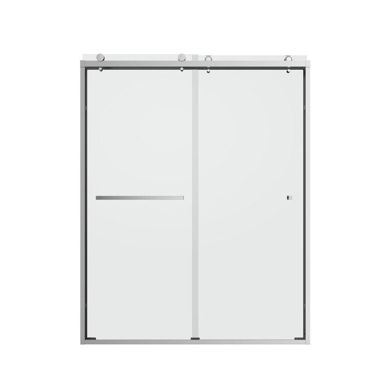 Chrome Semi Frameless Bypass Sliding Shower Doors 54" x 76"