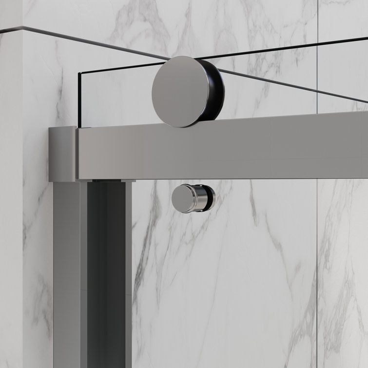 Chrome Semi Frameless Bypass Sliding Shower Doors 54" x 76"
