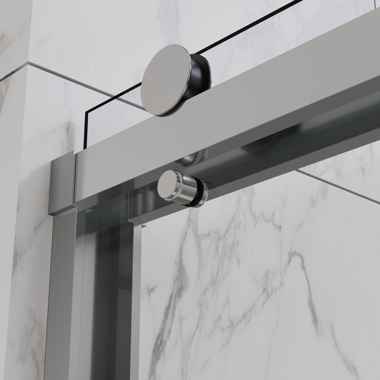 Chrome Semi Frameless Bypass Sliding Shower Doors 54" x 76"