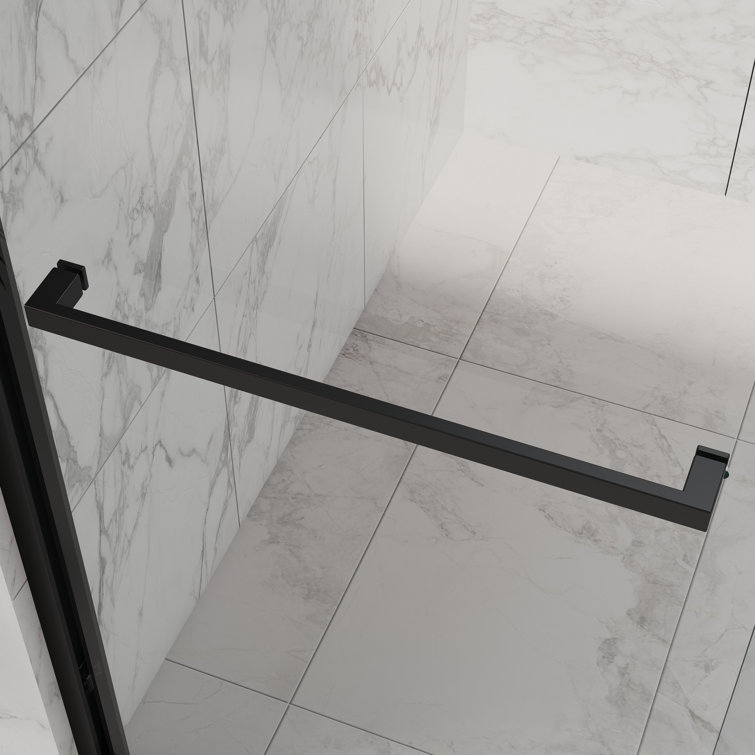 Matte Black 48" Contemporary Frameless Double Sliding Shower Doors
