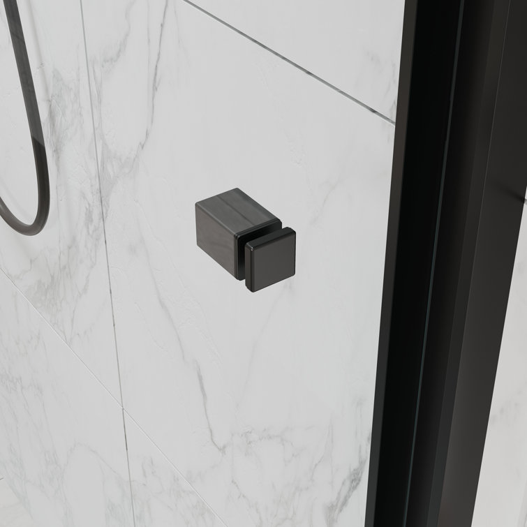 Matte Black 48" Contemporary Frameless Double Sliding Shower Doors