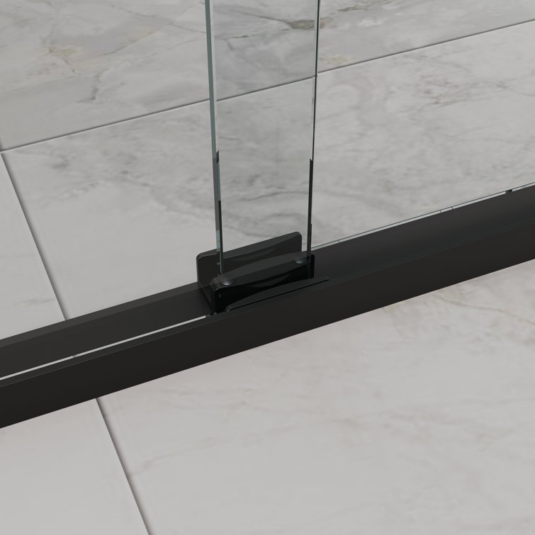Matte Black 48" Contemporary Frameless Double Sliding Shower Doors