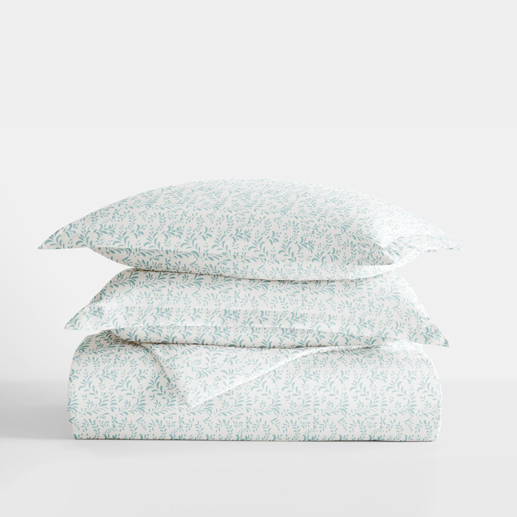 Light Blue Floral Print Full/Queen Duvet Cover Set