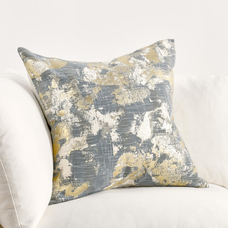 Blue Multi Abstract Embroidered Square Throw Pillow