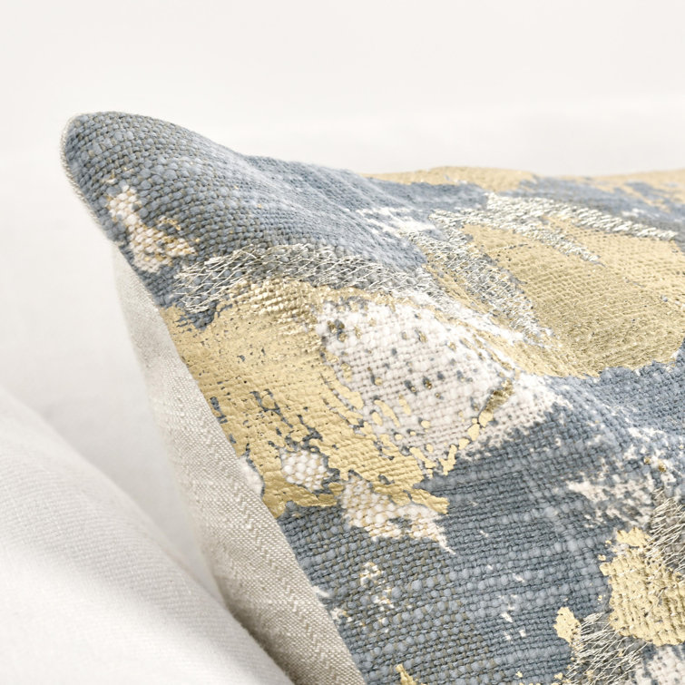 Blue Multi Abstract Embroidered Square Throw Pillow