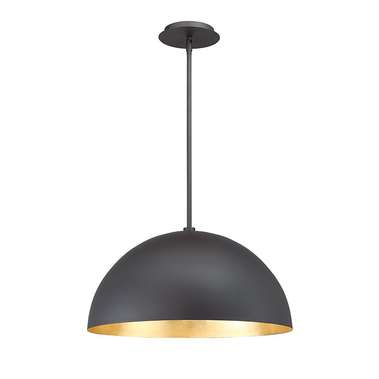 Yolo Black Gold Leaf 1-Light LED Pendant with Opal Glass
