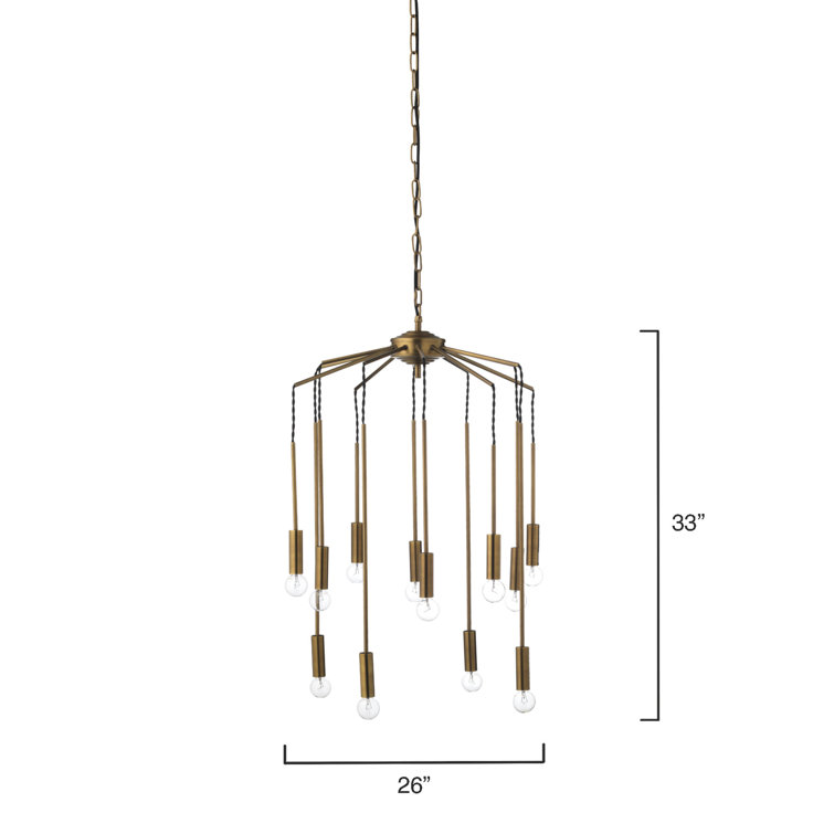 Antique Brass 12-Light Modern Cluster Pendant