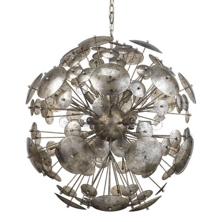 Antique Mercury Glass 12-Light Sputnik Chandelier