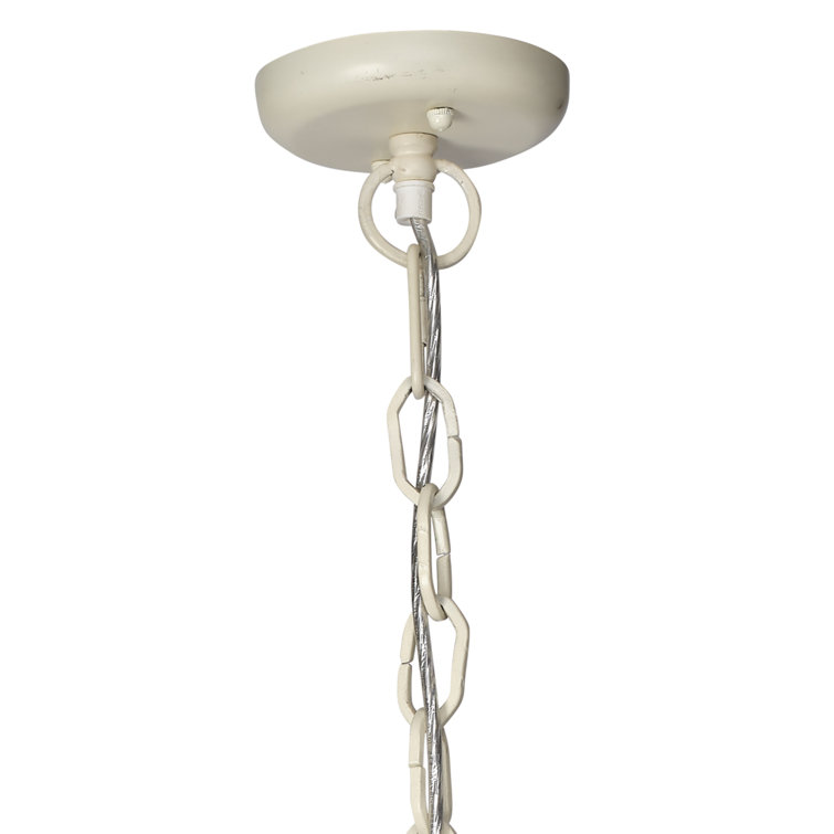 Off-White Jute 4-Light Round Chandelier