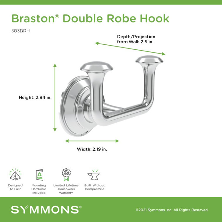 Polished Chrome Wall Mounted Double Robe and Towel Hook