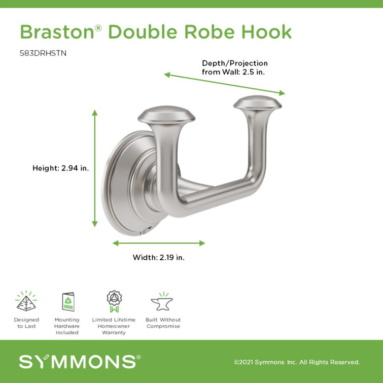 Satin Nickel Wall Mounted Double Robe and Towel Hook